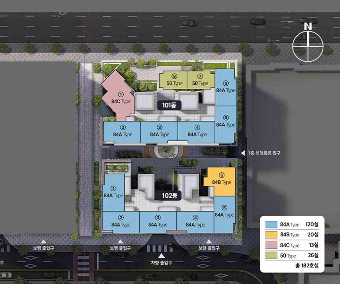 도안 상떼빌 센트럴시티 단지배치도
